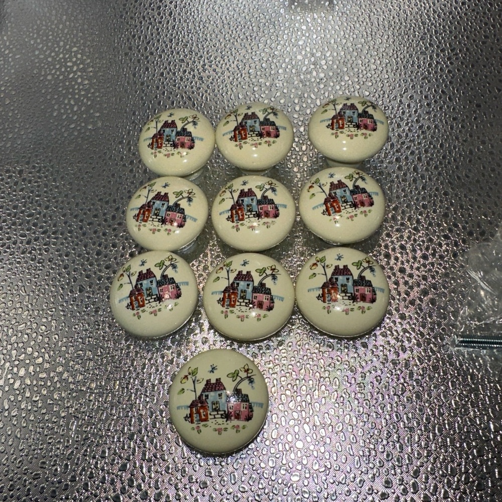 Vtg International Heartland cabinet knobs porcelain set of 10